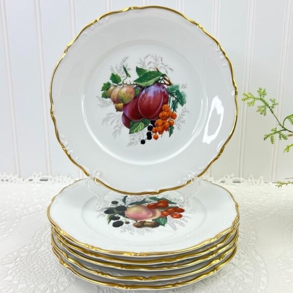 6 Bavaria Western Germany Porcelain Collector Cabinet Plates Fruit Design 7.5" - Picture 1 of 13
